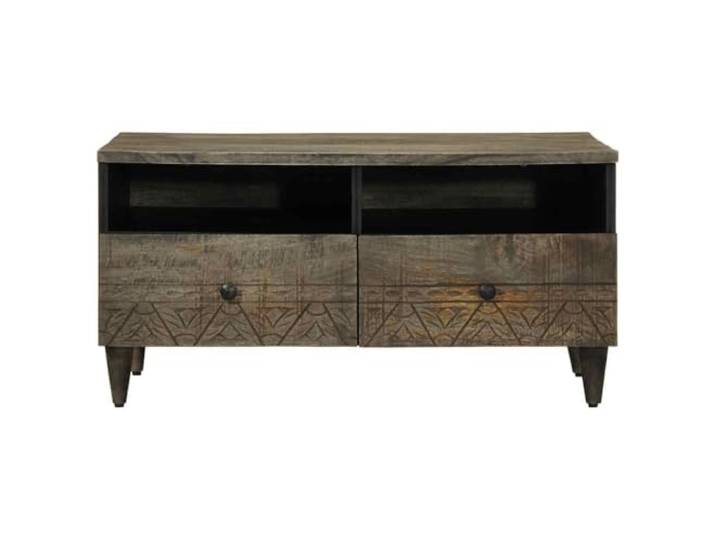 Couchtisch Hellgrau 80x54x40cm Holz Massivholz Mango Tischplatte 80x54x40cm, Mangoholz massiv, hellgrau, Wohn- und Schlafzimmer, moderner Stil
