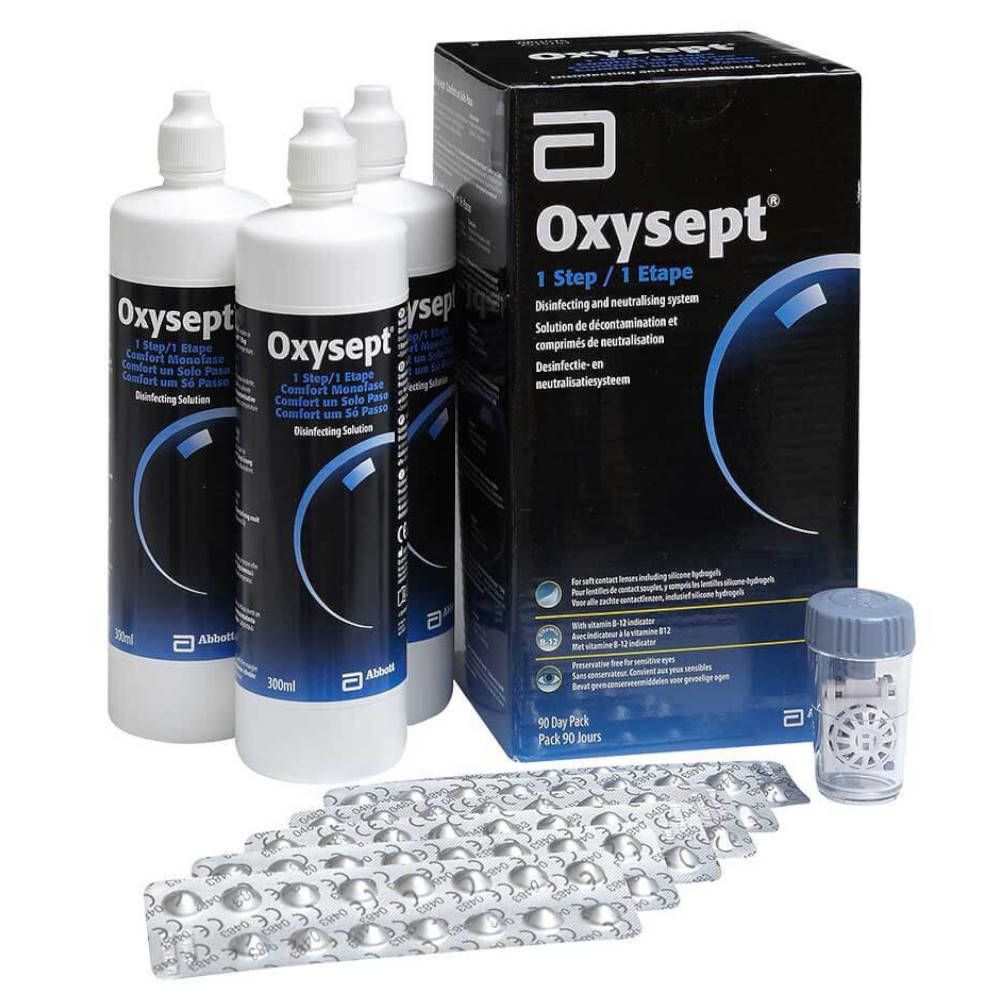 Oxysept 1 Step 3 Maanden + Lenscase 990 ml Aufbewahrungs- und Reinigungslösung