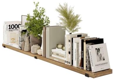 "Wallniture Forte 72""x9"" Rustic Floating Shelf, Wall Bookshelf, Wood Storage Shelf"
