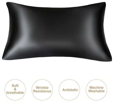 Uplift Picks Mulberry Silk Pillowcase Soft Silky Satin Pillow Cover For Hair And Skin Care black 50x92 Cm (king)