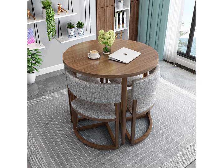 Table Ronde en Bois Mobile, Ensemble de Tables à Manger, Cuisine, 4 Chaises, Table Centrale en Bois Extensible, Luxe, Mesa Comedor, Meubles de Maison