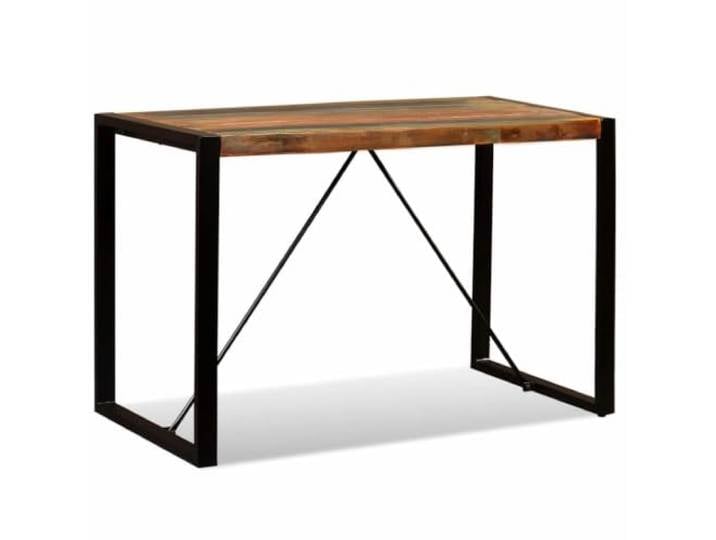 GPUTYGHN Esstisch Altholz Massiv 120 cm Holztisch Industriestil Recyceltes Massivholz,Teak-Mango-Akazienholz Optik,Stahlbeine,Vintage-Industriestil,Küche Esszimmer