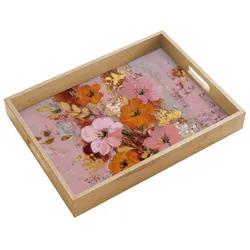 TABLETT Malerei - Blumen - Rustikal - Rosa Tray 40x30 cm