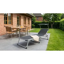 Sonnenliege Ponza - Gartenliege aus Aluminium / Textilgewebe - 194 x 59 x 31 cm - verstellbares Dach & Rückenteil, klappbar & leicht - für den Garten
