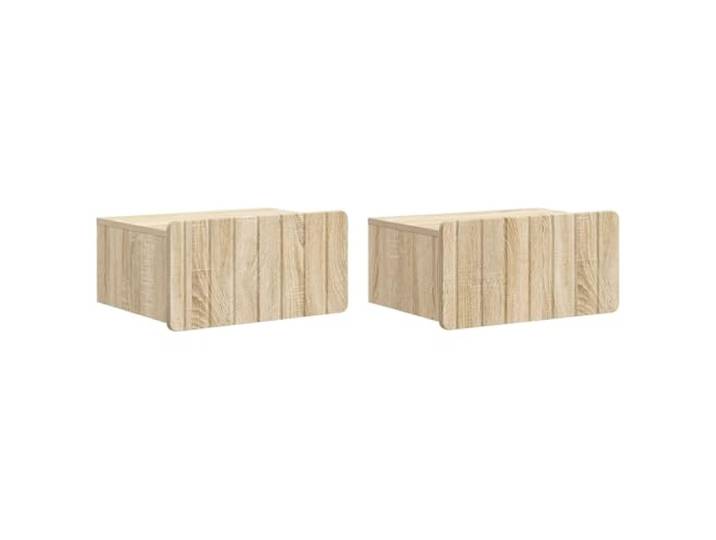 hliofuir Wandnachttisch 2er Set Sonoma-Eiche Holzwerkstoff 49x34,5x24 cm Platzsparende Hängekonsolen im 2er Set für Schlafzimmer und Wohnbereich mit je zwei praktischen Schubladen.