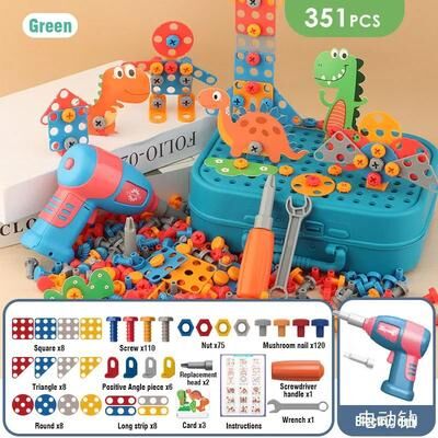 Uplift Treasures Montessori Toy DIY Nut And Bolt Assembly Set For Fine Motor Skills green (351 Pcs)