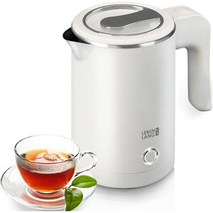 LEBENLANG Wasserkocher Reisekocher, weiß, 0,5 Liter, 600 Watt, mit Edelstahlgehäuse