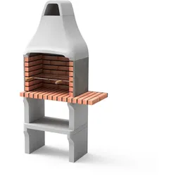 MAESTRO FERRETERO MF - Iberia Plus vorgefertigter gemauerter Grill mit Seitenstütze (Grau, Orange - 95x47x190 cm) REF: M00195 - Verwendung im Außenbereich
