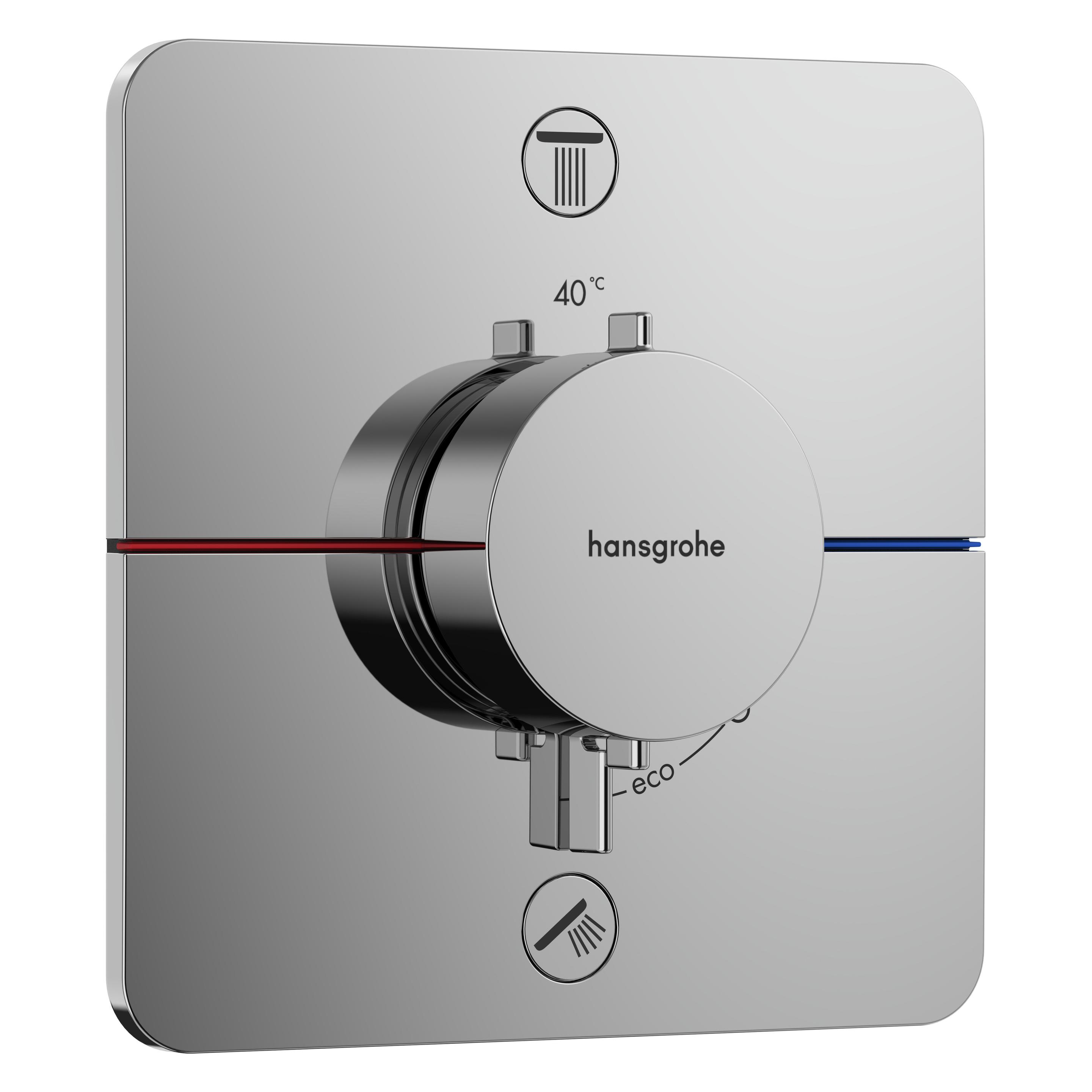 hansgrohe ShowerSelect Comfort Q Thermostat, Unterputz, 2 Verbraucher, Soft Edge Rosette, mit Sicher (15586000)
