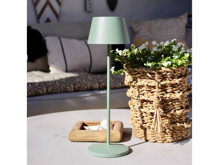 LOOM DESIGN LED-Akku-Terrassenlampe Modi grün-grau 36 cm CCT Modi, dimmbar, grün, für Wohn- / Esszimmer, Aluminium, Modern
