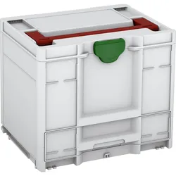 Tanos systainer3 Combi M 337 lichtgrau (RAL 7035), Verschluss smaragdgrün (RAL 6001), Griff karminrot (RAL 3002) - 83550048.213