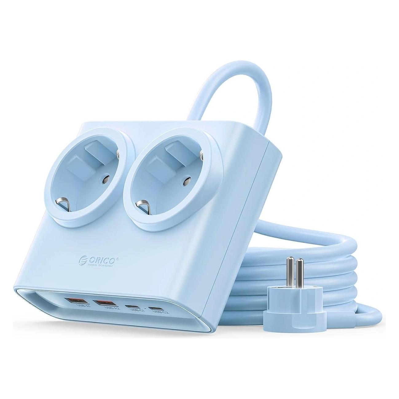 Orico Listwa zasilająca PDC25 25W 6w1 2x AC + 2x USB-A + 2x USB-C - niebieska (6x, CEE 7/3, USB-A, USB-C, 1.60 m) (6942227174635)