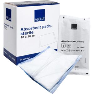 Abena Saugkompressen 2-lagig, steril, 20 x 20 cm, wasserfeste Rückseite, 25 Stück