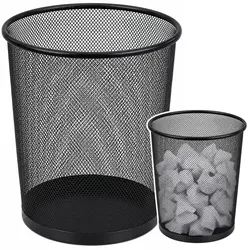 Büro-Abfalleimer aus Metallgitter, rund, schwarz, 10 l