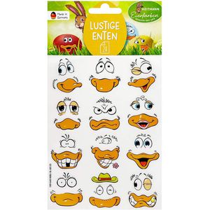 Heitmann-Eierfarben Sticker Lustige Enten, Tiergesichter für Ostereier, 24 Aufkleber, 24 Stück
