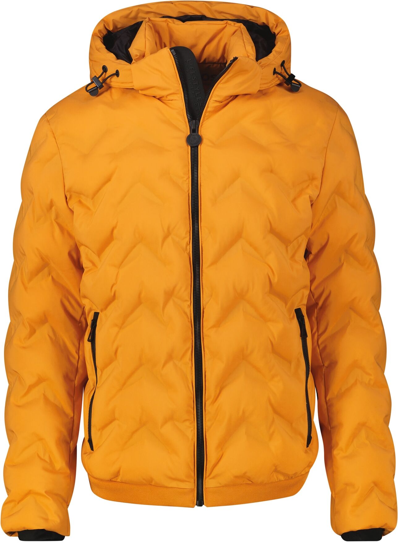 Steppjacke LERROS, Herren, Gr. 3XL, gelb (pumpkin orange), Web, Obermaterial: 100% Polyester, unifarben, normal hüftbedeckend, Rundhals, Jacken Steppjacke, mit Kapuze und Kordelzug pumpkin orange 3XL
