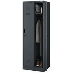 Jan Nowak Umkleideschrank Spind KACPER 2 Abteile, Etikettenhalter | Umkleidespind Metall Schließfachschrank Garderobenspind, 180x60x50cm Anthrazit