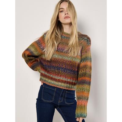 Strickpullover APRICOT "Multicolor Pullover", Damen, Gr. XL (42), orange, gestrickt, Obermaterial: 100% Polyacryl PAN., gemustert, normal normal, Rundhals, Gerippt, Pullover Strickpullover, aus Grobstrick