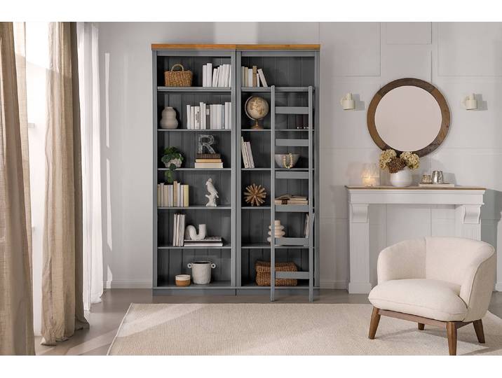 Massives Regal Massivholz Kiefer, lackiert Grau/Kiefer Grau/Kiefer Honig 223cm