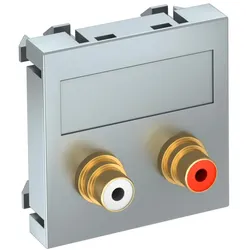 OBO 6105072 Multimediaträger Audio-Cinch 2x Kupplung, Buchse-Buchse 45x45mm Polycarbonat alu lackiert MTG-2R F AL1