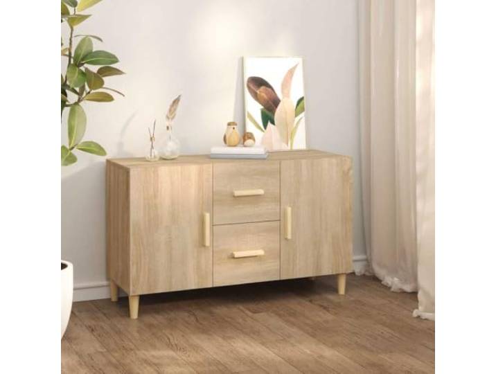 HEFZGDB Stilvolles Sideboard für die Inneneinrichtung mit viel Stauraum für die Wohnung, Sideboard Sonoma-Eiche mit 2 Türen und 2 Schubladen, Klassisches aus Holzwerkstoff