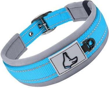 Uplift Picks ComfortGuard Reflective Padded Dog Collar For Small Medium And Large Dogs blue m
