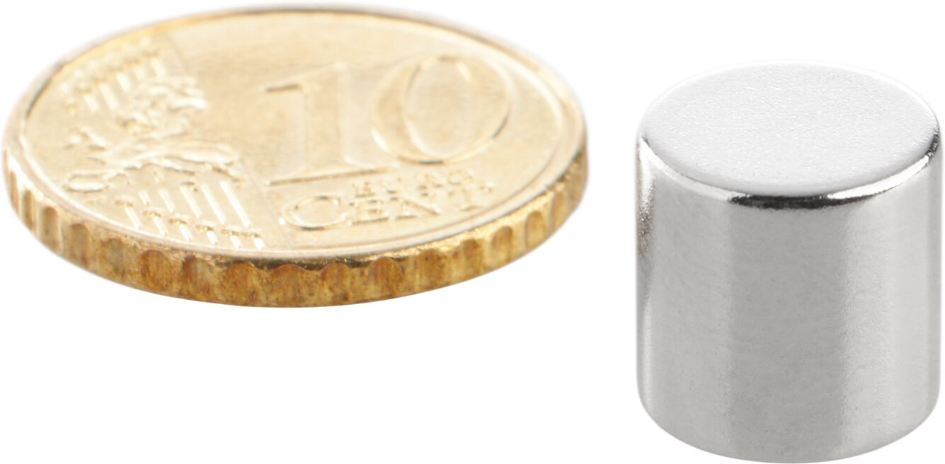 SPRINTIS 10 Unités - Aimants néodymes en forme de disque 10 mm x 10 mm   N35, axial (parallèle à la hauteur), argent