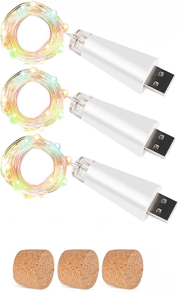 USB-oplaadbare koper-stringlampen met 15 LED-lampjes voor decoratie van flessen, bruiloften, feesten en kerst, 150 cm