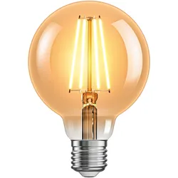 ledscom.de E27 LED Leuchtmittel, G95, extra warmweiß (2500 K), 7,3 W, 818lm, 3-Stufen-Dimmer, goldfarben