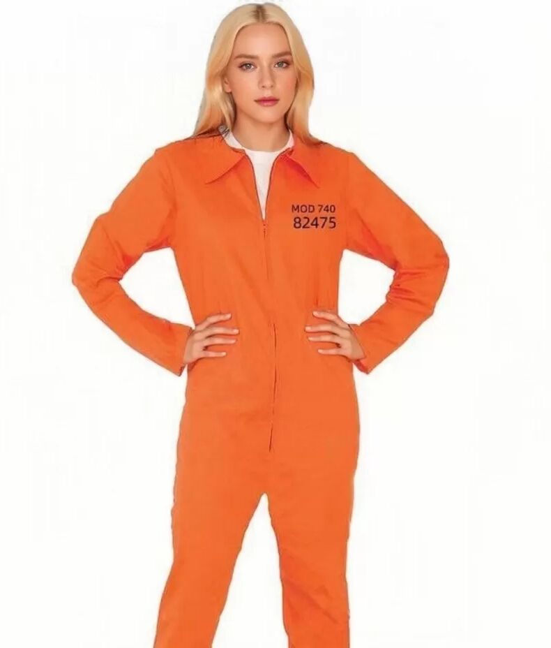 INF Orangefarbenes Cosplay-Gefangenenkostüm - Halloween-Party-Outfit S