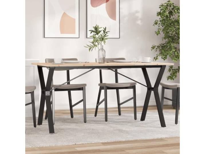 HEFZGDB Esstisch Y-Gestell 160x80x75 cm Massivholz Kiefer und Stahl mit robuster Tischplatte für langlebige Stabilität und rustikales Design
