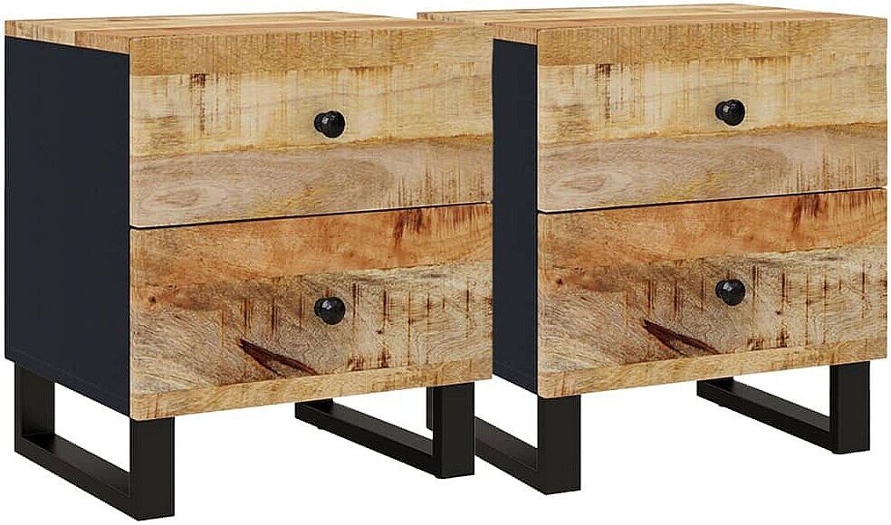 Garden Furniture Posio  Mesitas de noche 2 uds madera maciza de mango 40x33x46 cm
