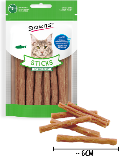 Dokas Sticks de Filé de Salmão para Gatos 10 uds x 30g
