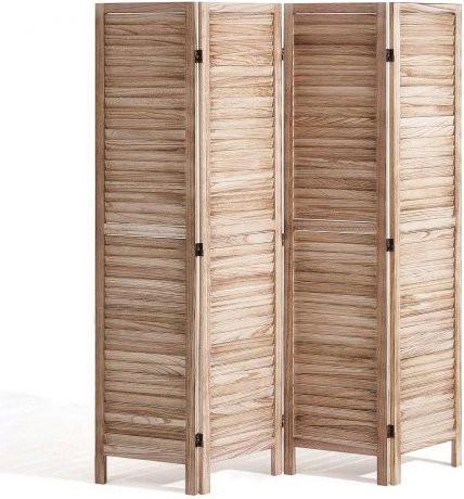 VEVOR Houten Kamerscherm, 4-delig Opvouwbaar Privacyscherm, Hoogte: 170 cm, Bruin en Beige