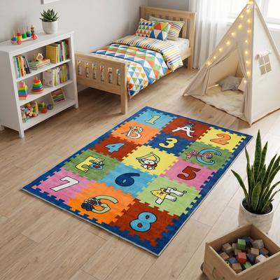 MDA Rugs Kids Collection Colorful Numbers & Letters Design Playful Rug