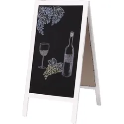 XL Werbetafel MCW-C17, Aufsteller Kreidetafel Kundenstopper, 2 Schreibflächen klappbar, 100x50cm ~ shabby weiß