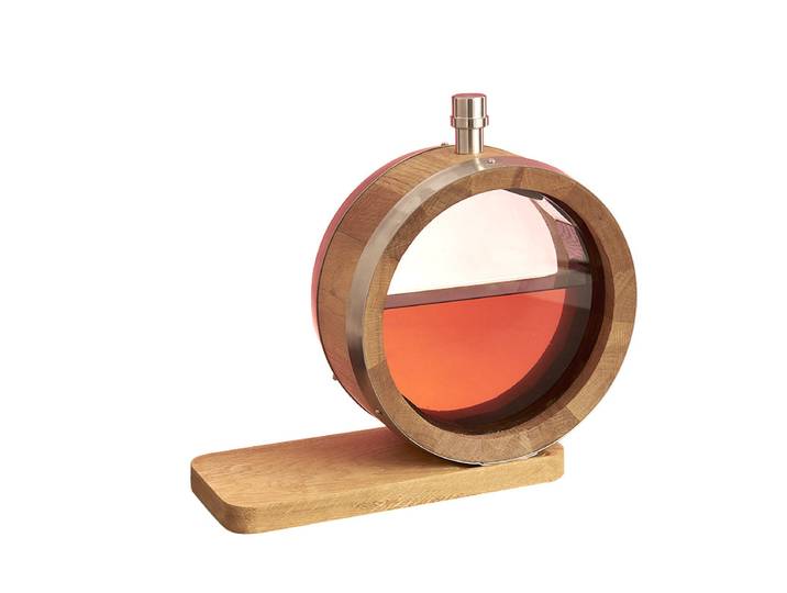 Baril en chêne en forme de O de 800 ml, visible, pour whisky, brandy, sherry, vin – Ornement décoratif pour la maison, bar et salle à manger