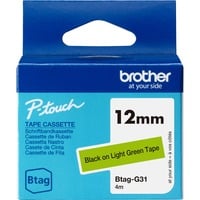 Schriftband Btag-G31 12mm, schwarz auf grün, nicht laminiert