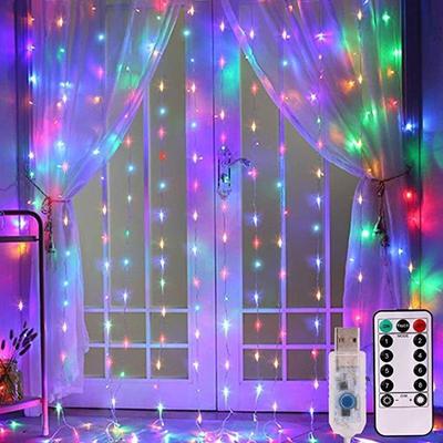 Multicon Wholesale Hub USB Powered LED Curtain String Lights With Remote Control, Modes For Bedroom And Christmas Home Decoration multicolor 200leds