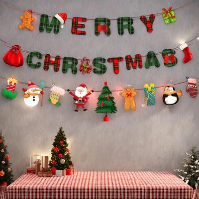 DynamicDeals Santa Claus Snowman Paper Hanging Banner, Merry Christmas Banners Decoration, Red Green Xmax Pendant Holiday Decor Santa Claus Snowman Paper Hanging Banner, Merry Christmas Banners Decoration, Red Green Xmax Pendant Holiday Decor