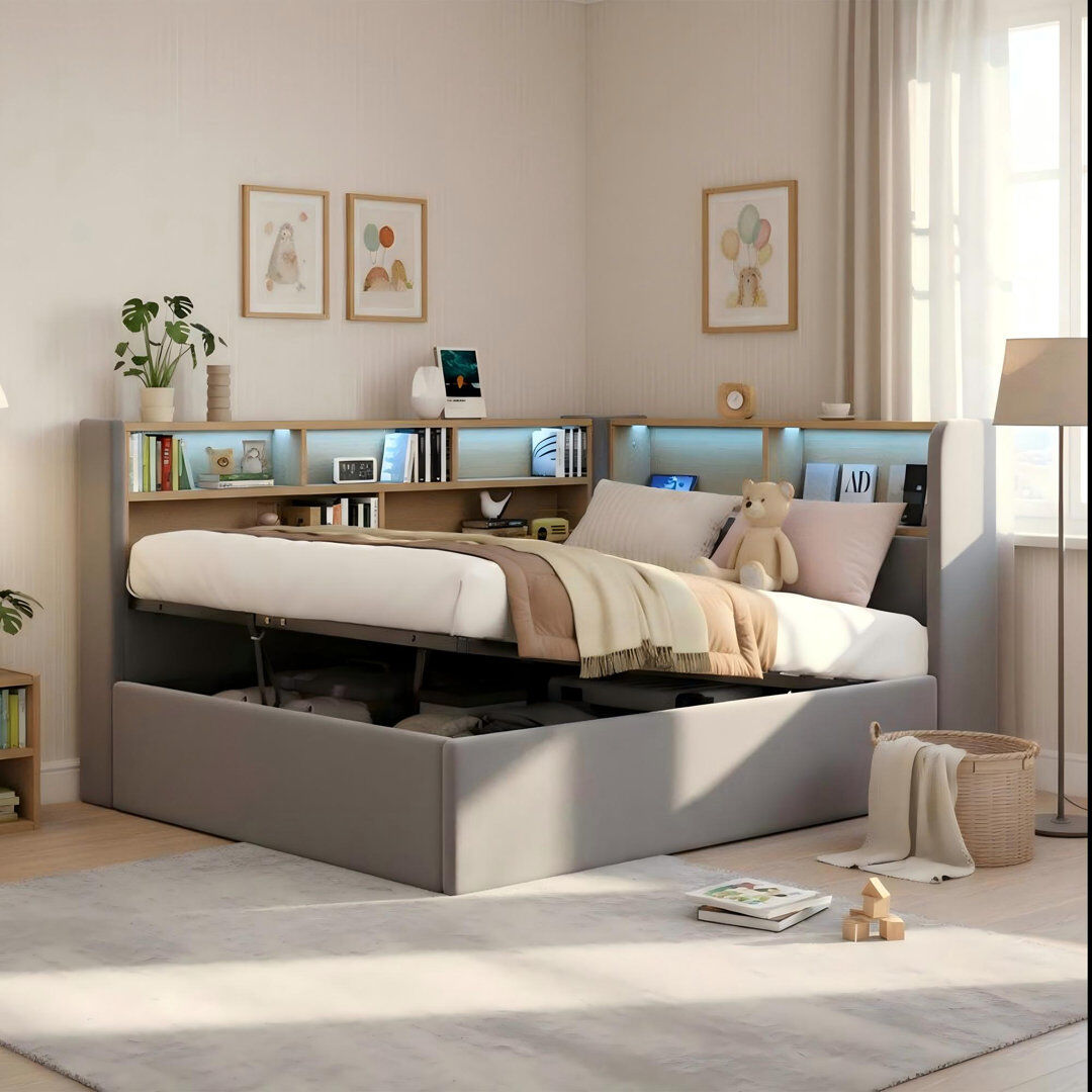 17 Stories Upholstered Velvet Daybed Grey