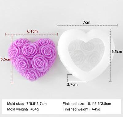 Multisell Products Hub DIY Rose Heart Silicone Mold, Aromatherapy Plaster Resin Mold For Candle Making, Perfect Valentine's Day Craft b