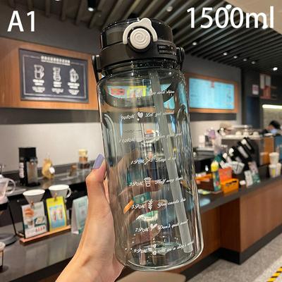 Universal Stock Hydra Track Motivational Water Bottle With Straw Large Capacity Time Marker Bottle 4