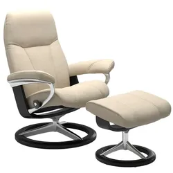 Stressless Sessel mit Hocker Consul Signature Leder Beige Batick Cream S (Small)