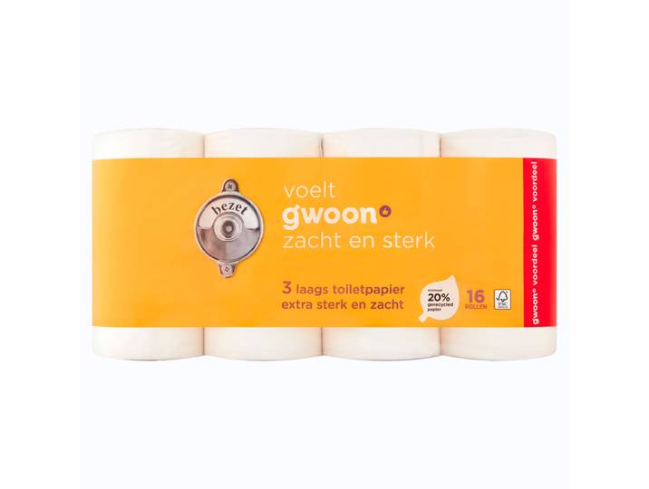 G'woon 3-laags toiletpapier 16 rollen 3-laags 16 rollen