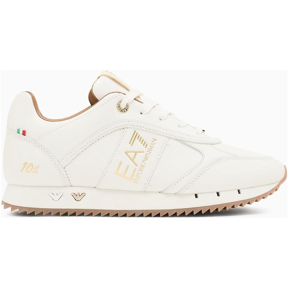 EA7 Sneaker - Sneaker Black AND White 10TH Anniversary Calf Leather white+gold (M0015) 4.5 7X000648 AF15588-M0015-4.5