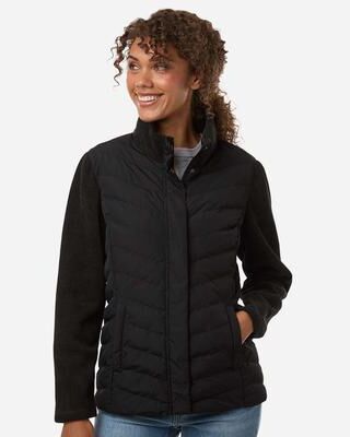 Weatherproof W26719 Women's Mixed Media Chevron Jacket in Black size 2XL   Polyester