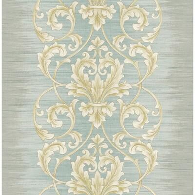 Seabrook Designs Ombre Stripes & Scrolls Unpasted Wallpaper