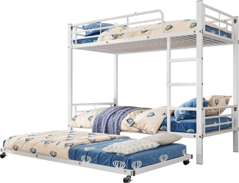Eisenbett 90x200cm Ohne Matratze Etagenbett Kinderbett Jugendbett Mit Ausziehbett 90x190cm Vier Seitengitter Am Oberen Bett Eisen Weiss