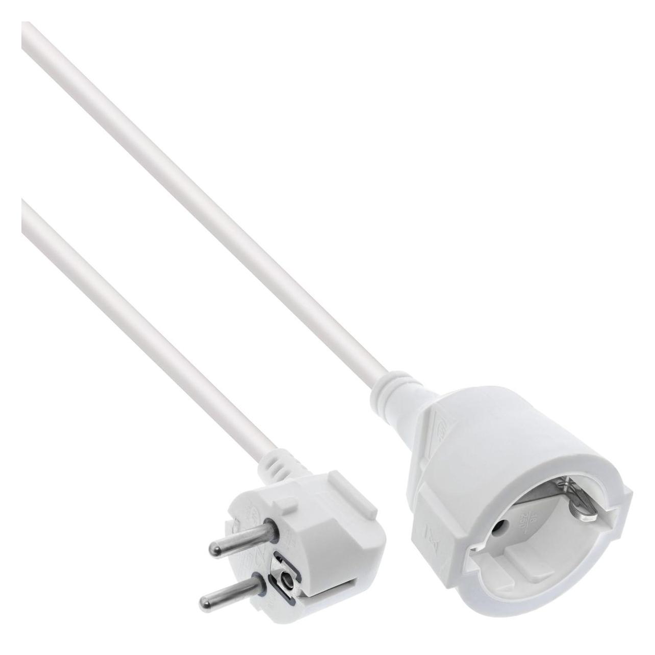 InLine Strom-Verlängerung Schutzkontakt Stecker gewinkelt / Buchse, weiss, 20m (20 m, Typ 23) (16410Z)
